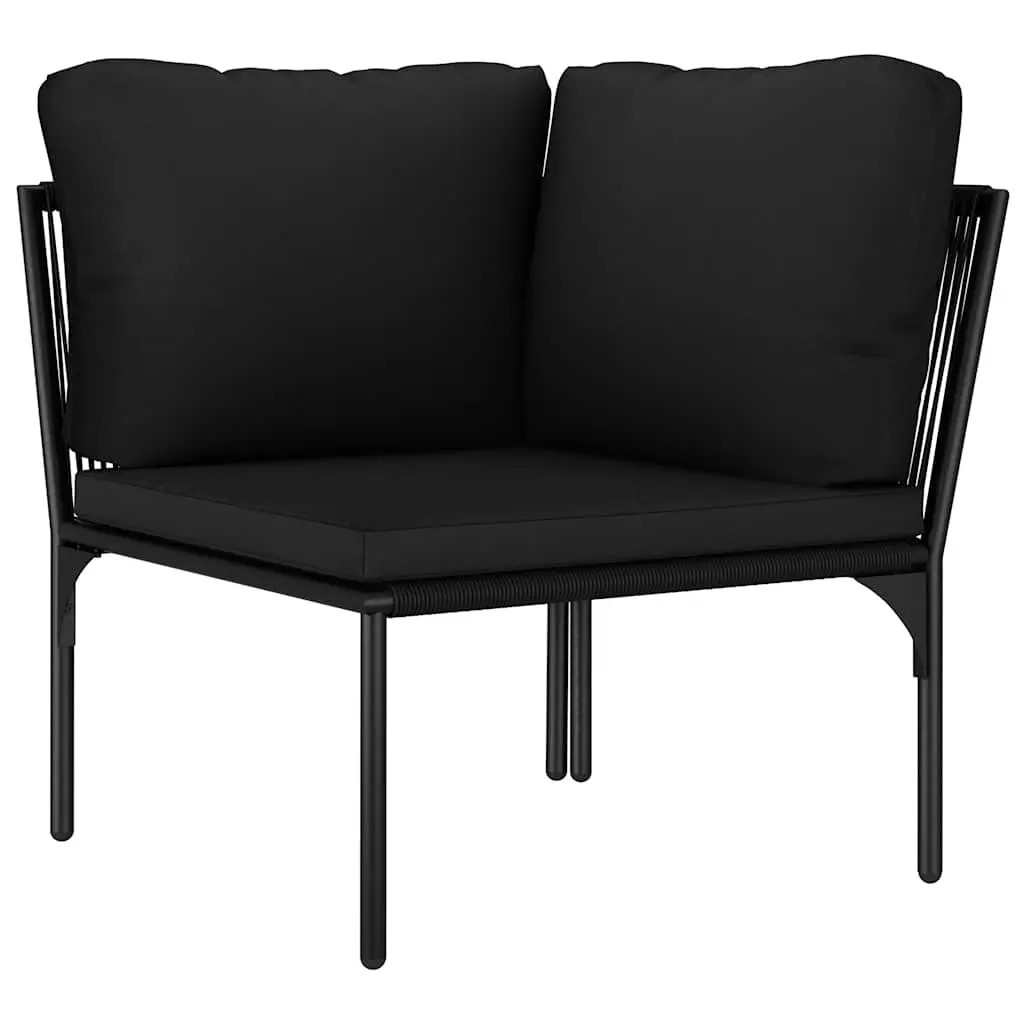 Garden Lounge Set Modular Steel Frame PVC Wire 6 Piece Black