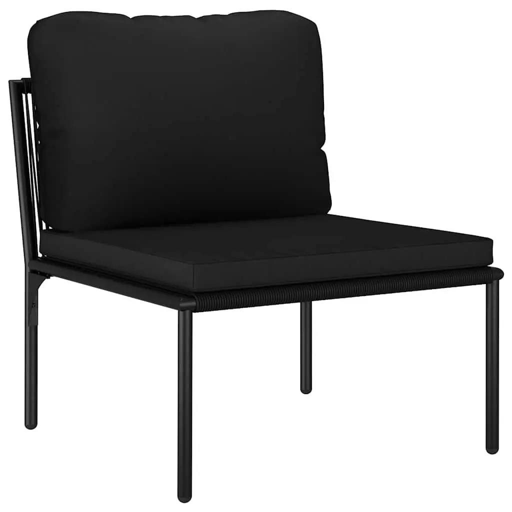 Garden Lounge Set Modular Steel Frame PVC Wire 6 Piece Black