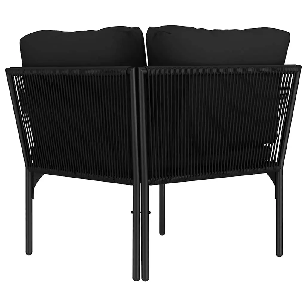 Garden Lounge Set Modular Steel Frame PVC Wire 6 Piece Black