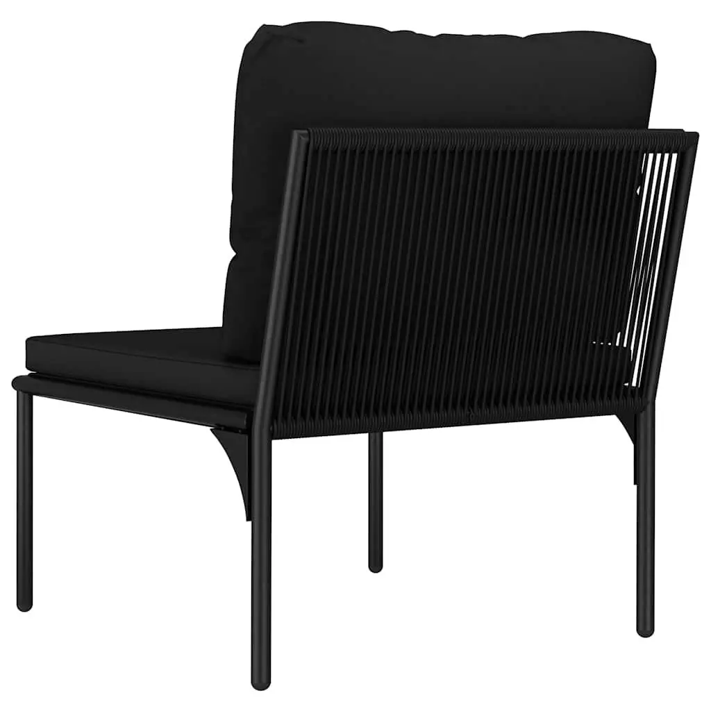 8 Piece Modular Outdoor Lounge Set Black Powder Coated Steel Frame Weather Resistant PVC Wire Cushions Garden Patio Furniture