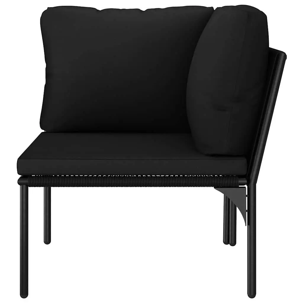8 Piece Modular Outdoor Lounge Set Black Powder Coated Steel Frame Weather Resistant PVC Wire Cushions Garden Patio Furniture