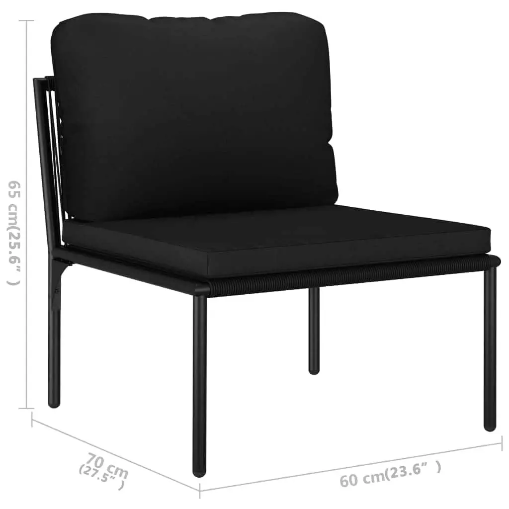3 Piece Garden Lounge Set Outdoor Patio Furniture with Cushions Black PVC Wire
