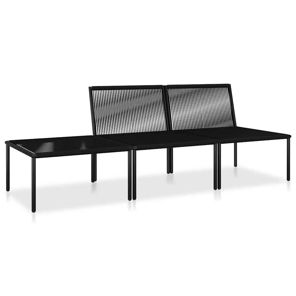 3 Piece Garden Lounge Set Outdoor Patio Furniture with Cushions Black PVC Wire
