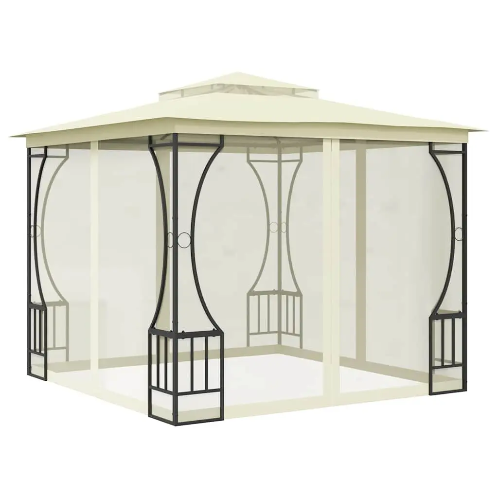 Outdoor Gazebo with Mosquito Nets 300x300x265 cm Cream Garden Party Canopy