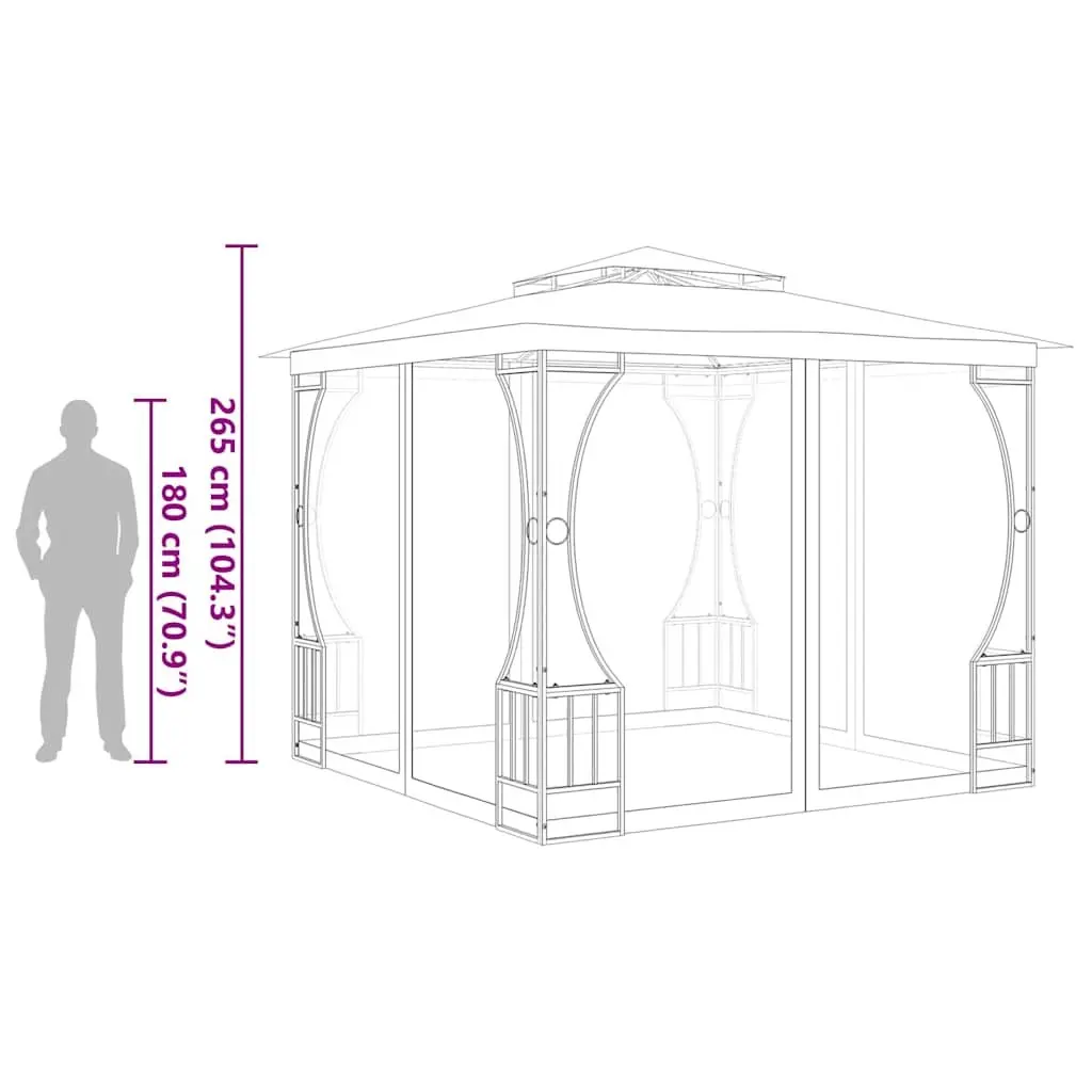 Outdoor Gazebo with Mosquito Nets 300x300x265 cm Cream Garden Party Canopy