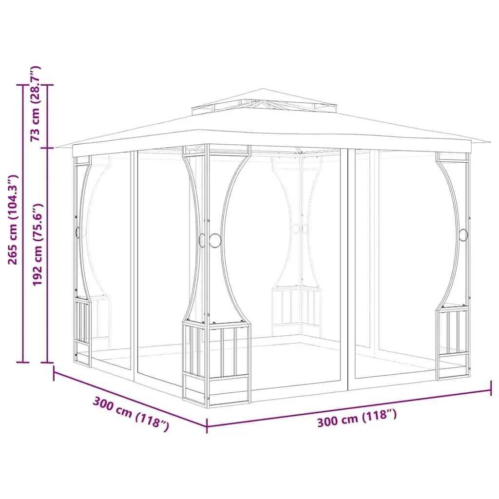 Outdoor Gazebo with Mosquito Nets 300x300x265 cm Cream Garden Party Canopy