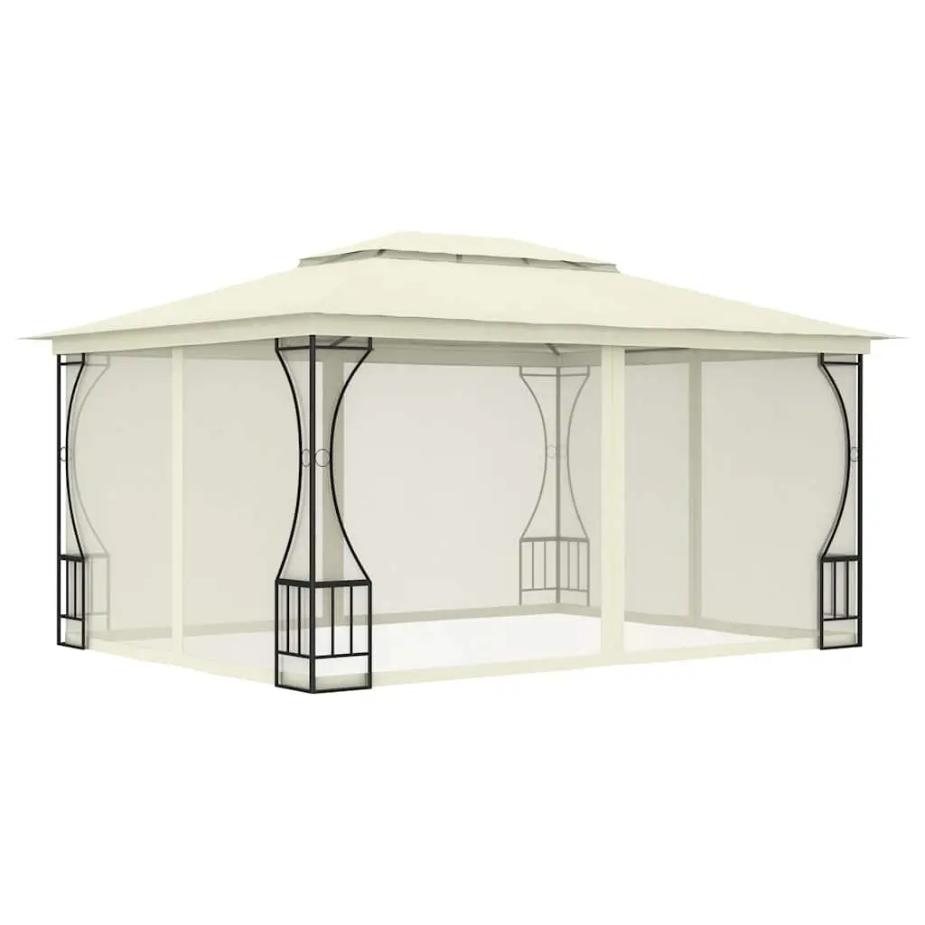 Gazebo Steel Frame 300x400x265cm Cream Outdoor Party Tent Canopy