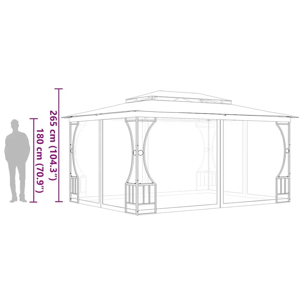 Gazebo Steel Frame 300x400x265cm Cream Outdoor Party Tent Canopy