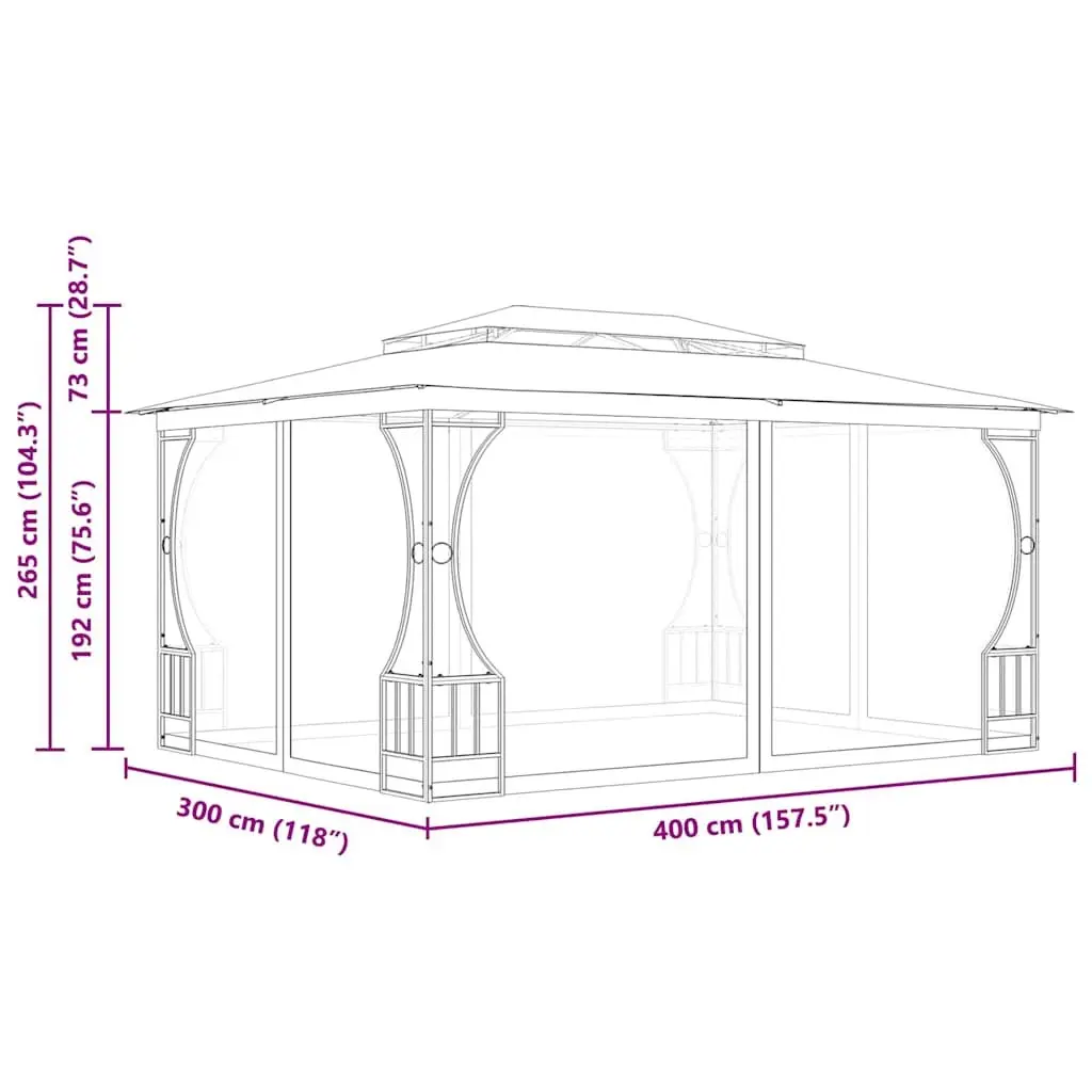 Gazebo Steel Frame 300x400x265cm Cream Outdoor Party Tent Canopy