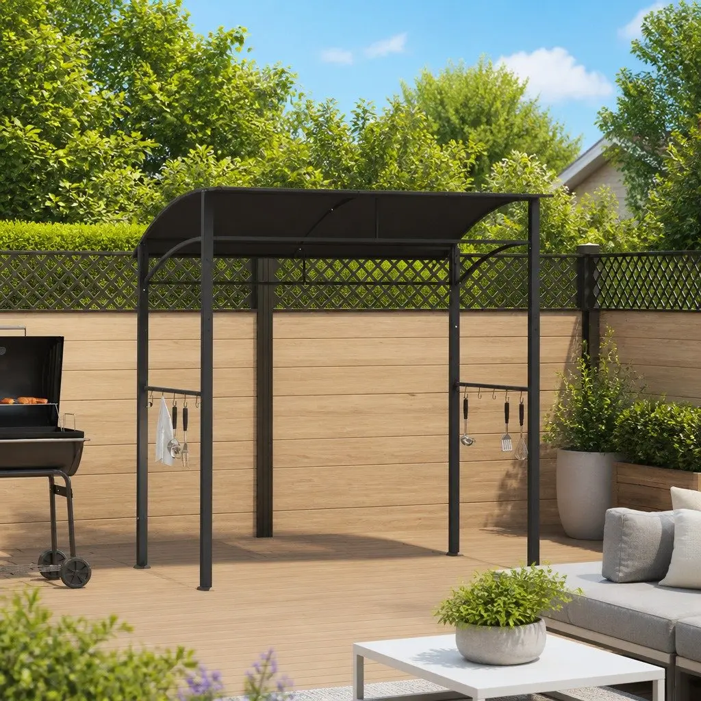 BBQ Gazebo 215x150x220 cm Anthracite Steel Frame Weather Resistant Outdoor