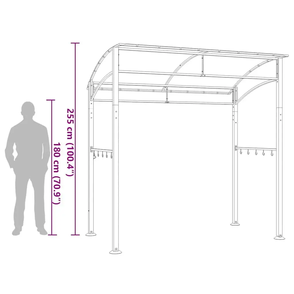 BBQ Gazebo 215x150x220 cm Anthracite Steel Frame Weather Resistant Outdoor