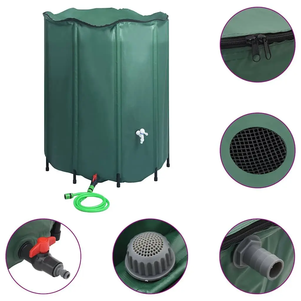 Collapsible Rain Water Tank 1000L PVC Green Garden Watering Storage Barrel with Spigot