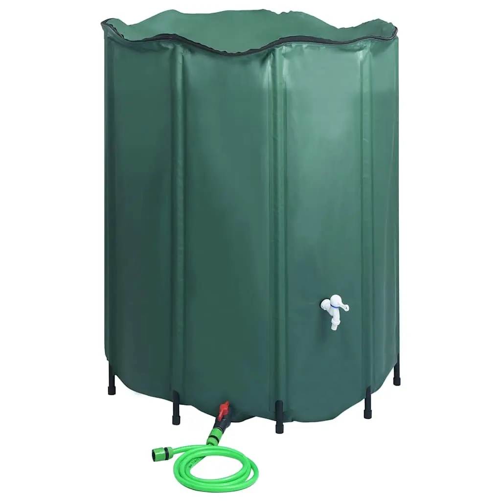 Collapsible Rain Water Tank 1000L PVC Green Garden Watering Storage Barrel with Spigot