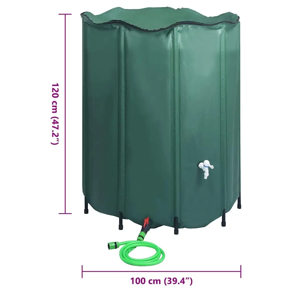 Collapsible Rain Water Tank 1000L PVC Green Garden Watering Storage Barrel with Spigot