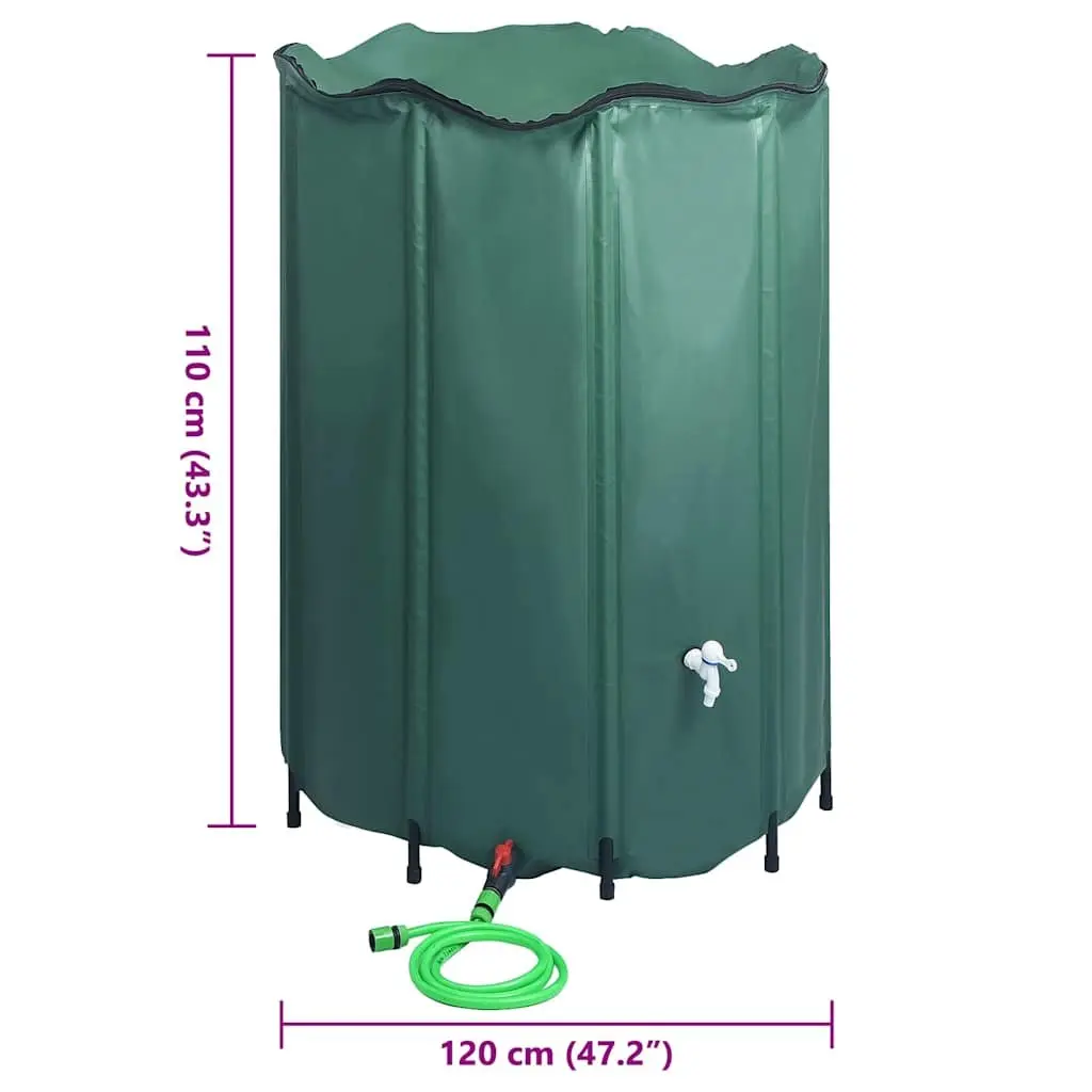 Collapsible Rain Water Tank PVC 1250L Green Garden Watering Storage Barrel