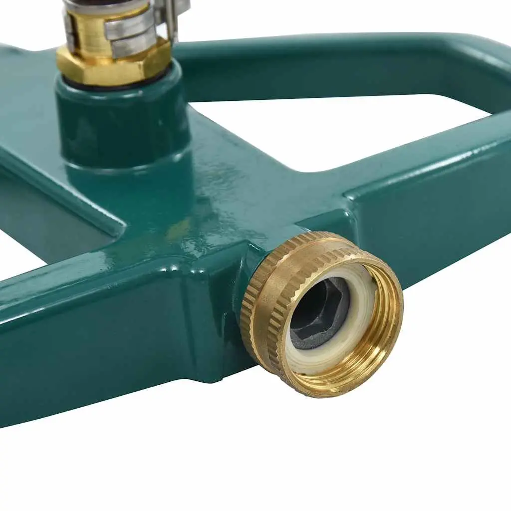 Rotary Sprinkler Green Lawn Watering System Metal Base Garden Hose Compatible