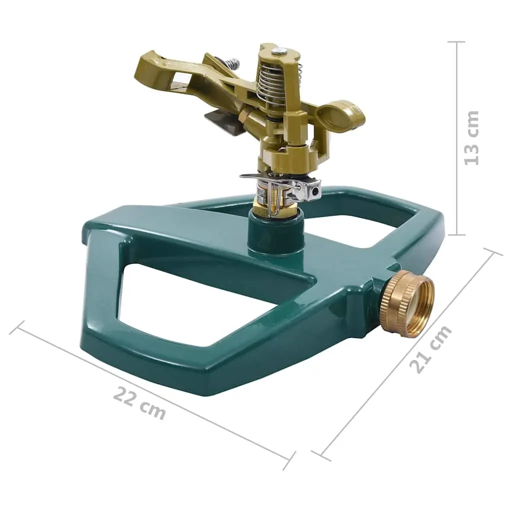 Rotary Sprinkler Green Lawn Watering System Metal Base Garden Hose Compatible