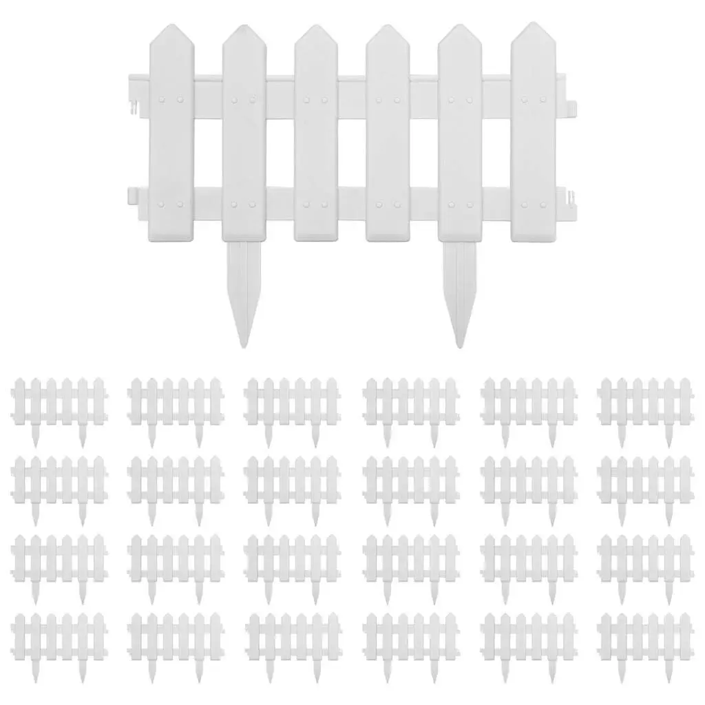 Lawn Edging Panels PP White 10m 25 Piece Garden Fence Border Landscape