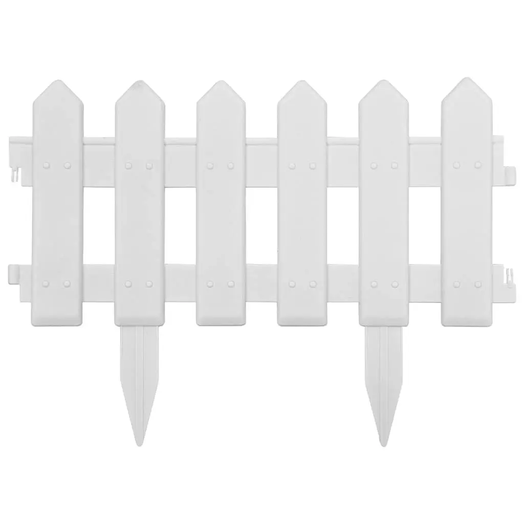 Lawn Edging Panels PP White 10m 25 Piece Garden Fence Border Landscape