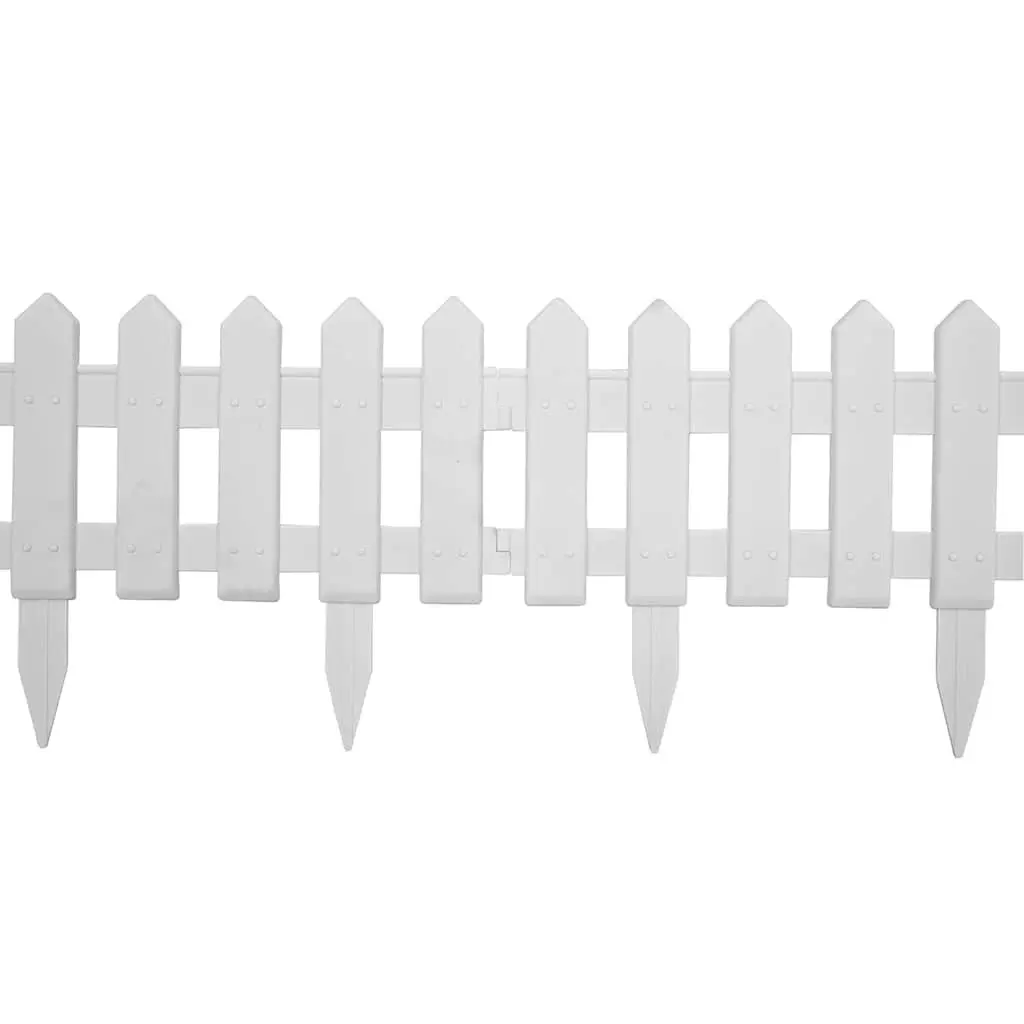 Lawn Edging Panels PP White 10m 25 Piece Garden Fence Border Landscape