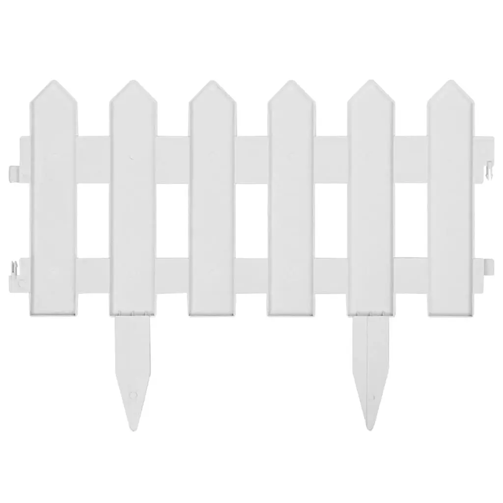 Lawn Edging Panels PP White 10m 25 Piece Garden Fence Border Landscape