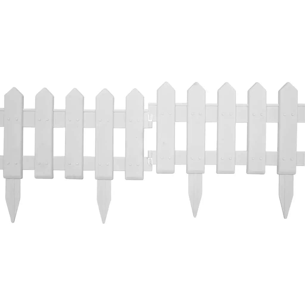 Lawn Edging Panels PP White 10m 25 Piece Garden Fence Border Landscape