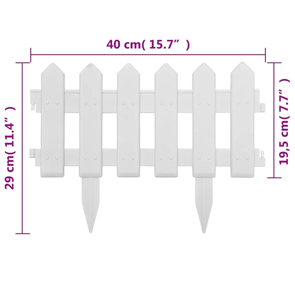 Lawn Edging Panels PP White 10m 25 Piece Garden Fence Border Landscape