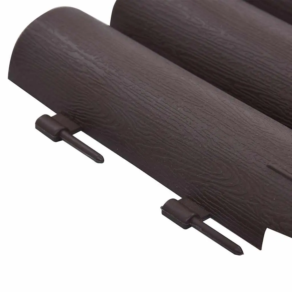 Lawn Edging 36 pcs Brown 10m Log Design Garden Border Fence PP Plant Bed Edge