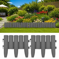 Garden Border Edging 36 Pieces Grey 10 m Lawn Landscape Edge Panels