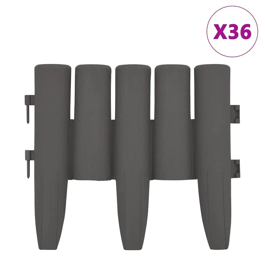 Garden Border Edging 36 Pieces Grey 10 m Lawn Landscape Edge Panels