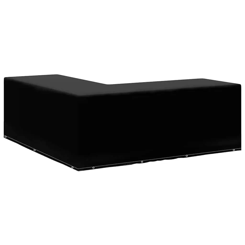 L-Shaped Outdoor Furniture Cover Black Polyethylene 250x250x90cm Durable Water Resistant Tear Resistant with 12 Eyelets