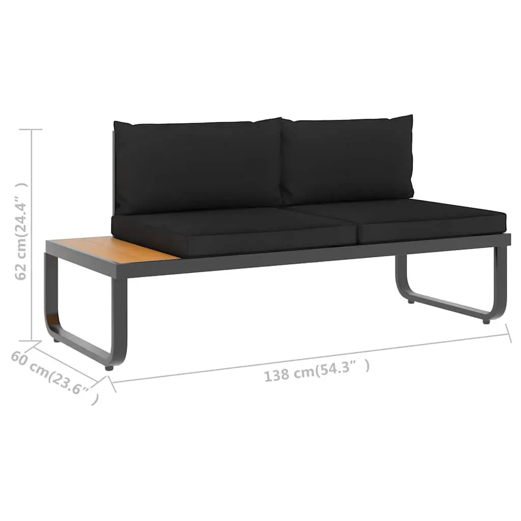 4 Piece Grey Aluminium and WPC Garden Corner Sofa Set with Seat Back Cushions