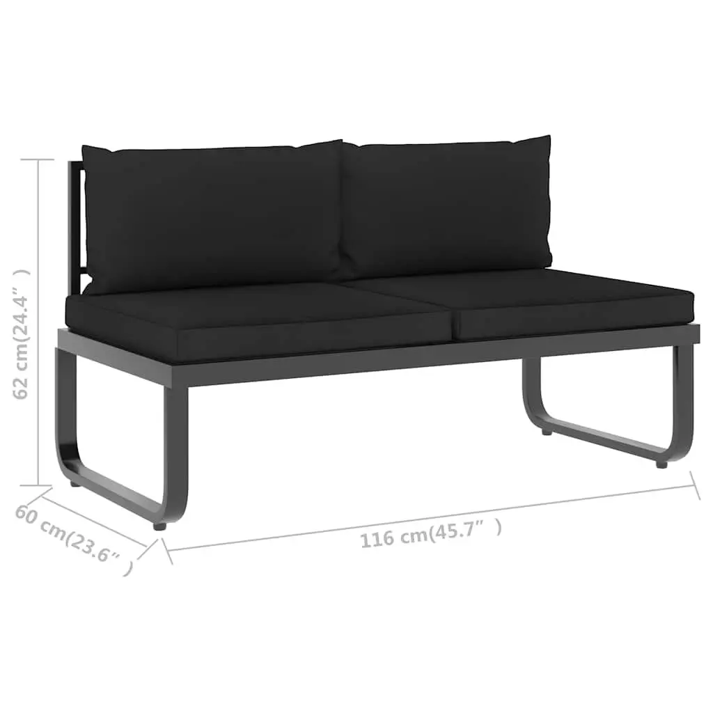 4 Piece Grey Aluminium and WPC Garden Corner Sofa Set with Seat Back Cushions