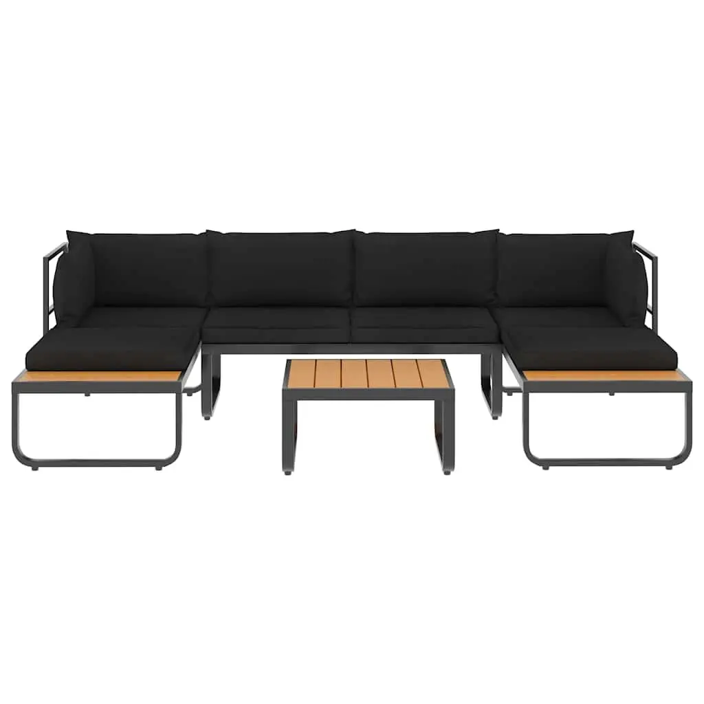 4 Piece Grey Aluminium and WPC Garden Corner Sofa Set with Seat Back Cushions