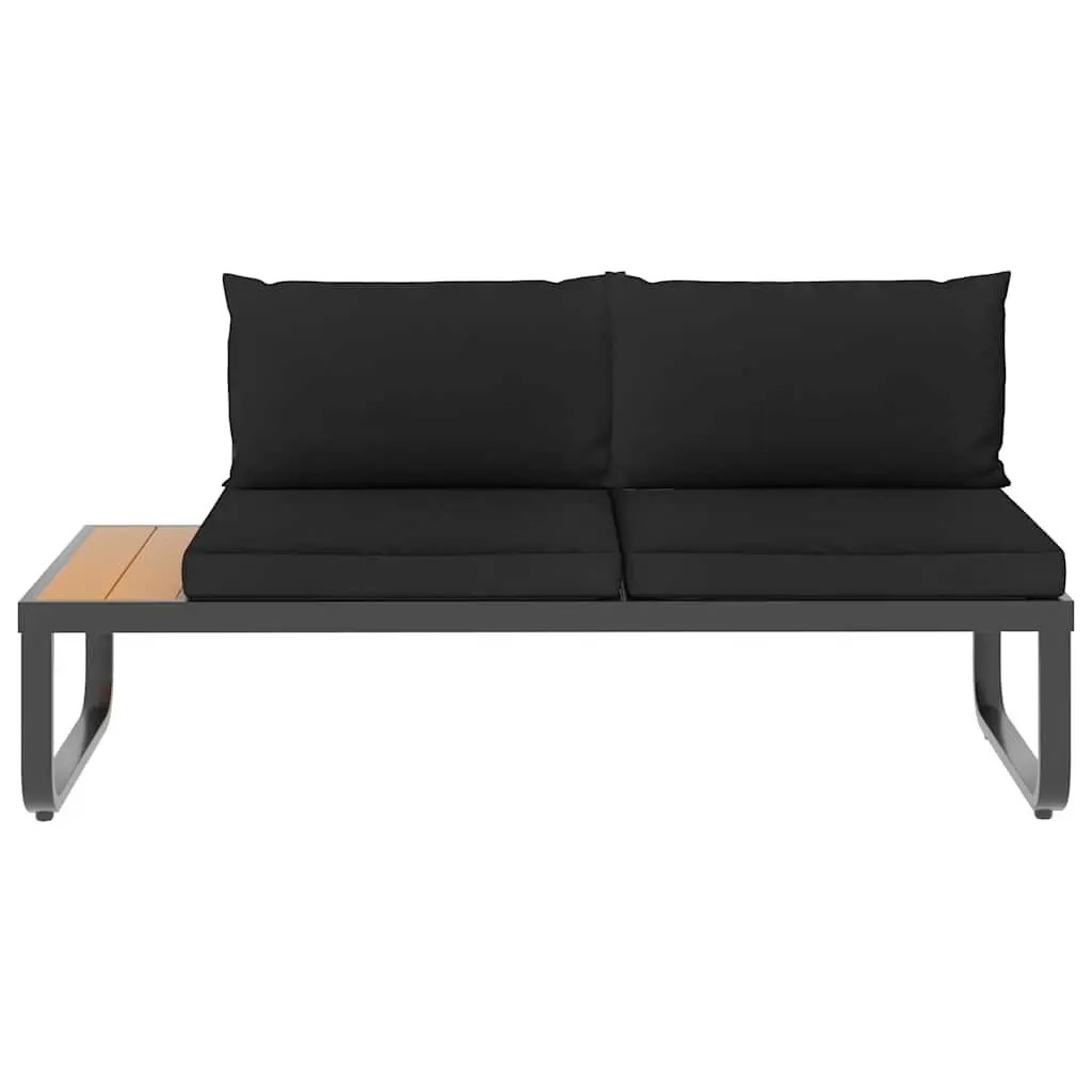 4 Piece Grey Aluminium and WPC Garden Corner Sofa Set with Seat Back Cushions