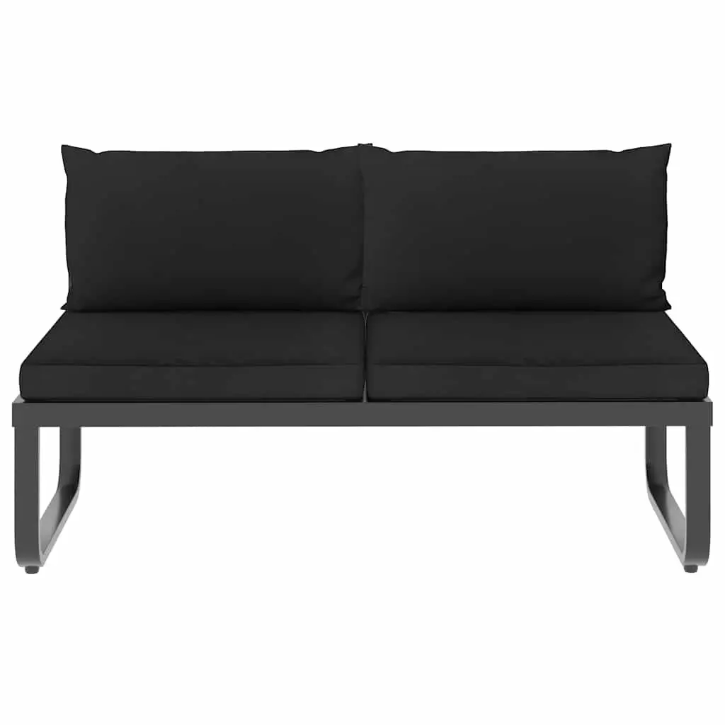 4 Piece Grey Aluminium and WPC Garden Corner Sofa Set with Seat Back Cushions
