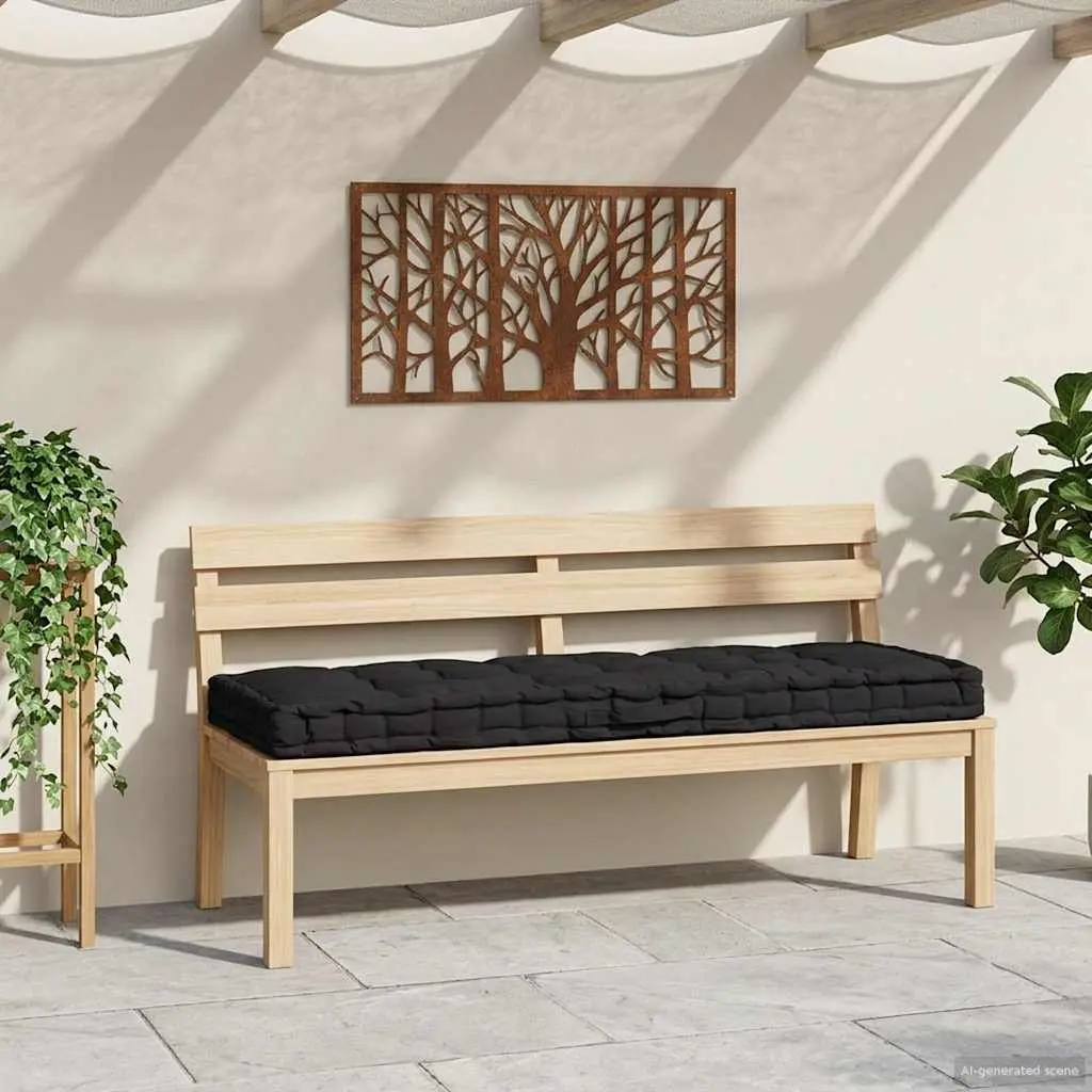 Black Cotton Cushion for Indoor and Outdoor Use