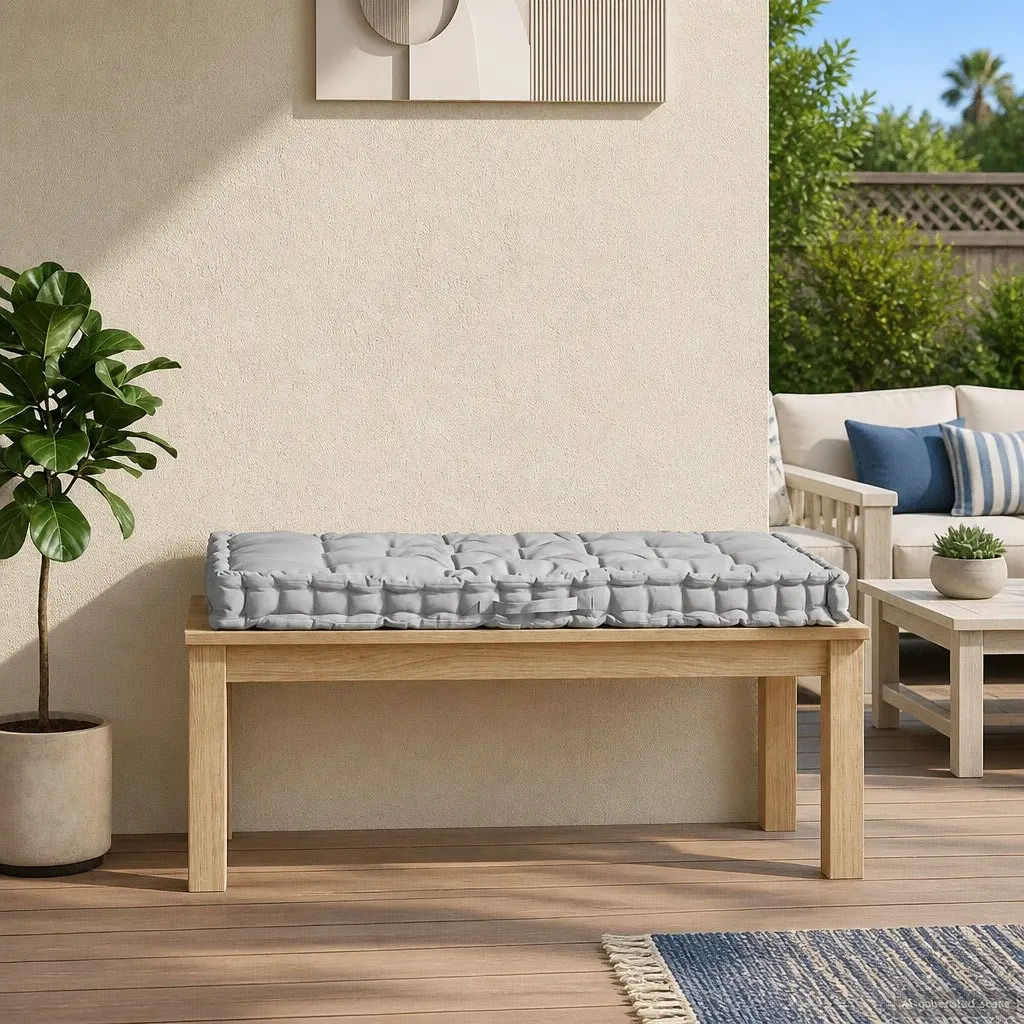 Pallet Floor Cushion Cotton 120 x 80 x 10 cm Grey Outdoor Indoor Sofa Seat Pad Lounger Decor