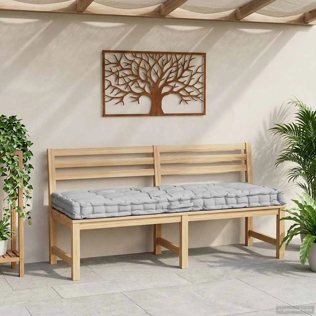 Pallet Floor Cushion Cotton 120 x 80 x 10 cm Grey Outdoor Indoor Sofa Seat Pad Lounger Decor