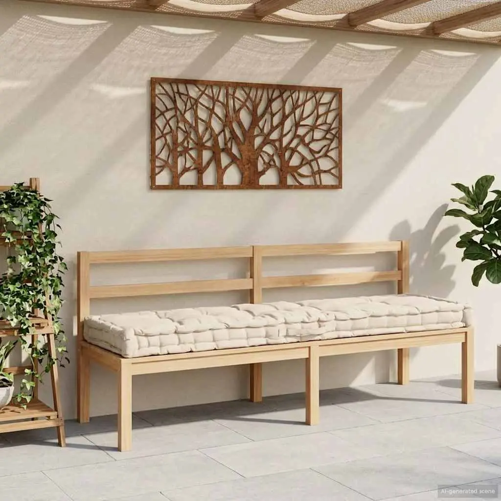 Pallet Floor Cushion Cotton 120x40x7 cm Beige Outdoor Indoor Sofa Seat Pad