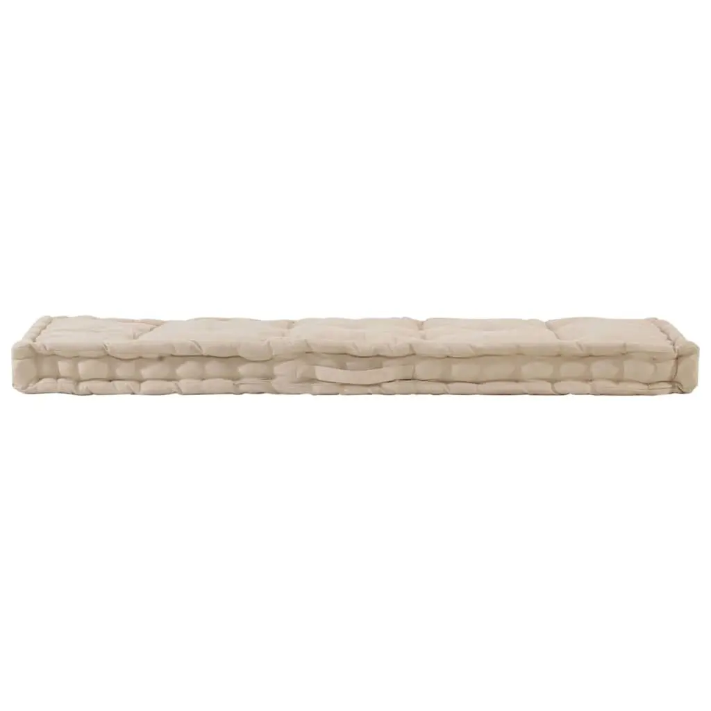 Pallet Floor Cushion Cotton 120x40x7 cm Beige Outdoor Indoor Sofa Seat Pad