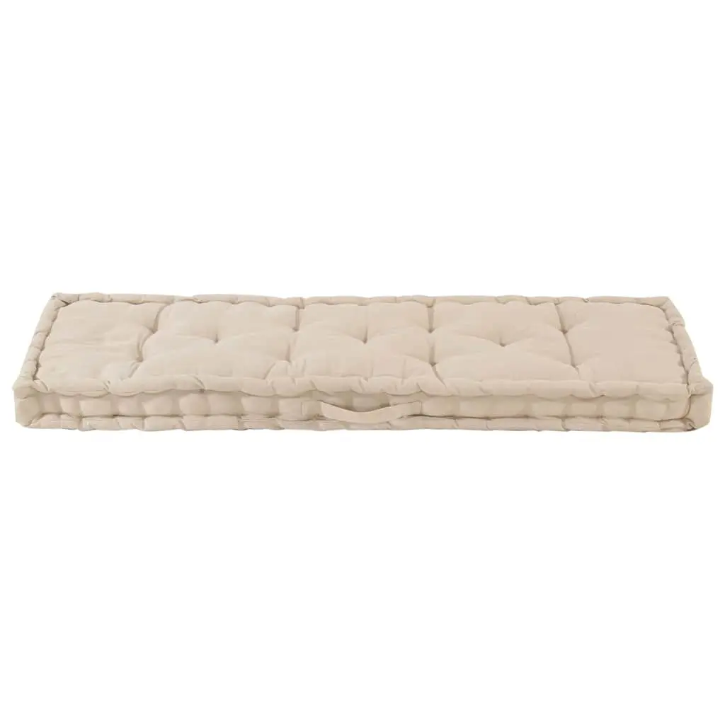 Pallet Floor Cushion Cotton 120x40x7 cm Beige Outdoor Indoor Sofa Seat Pad
