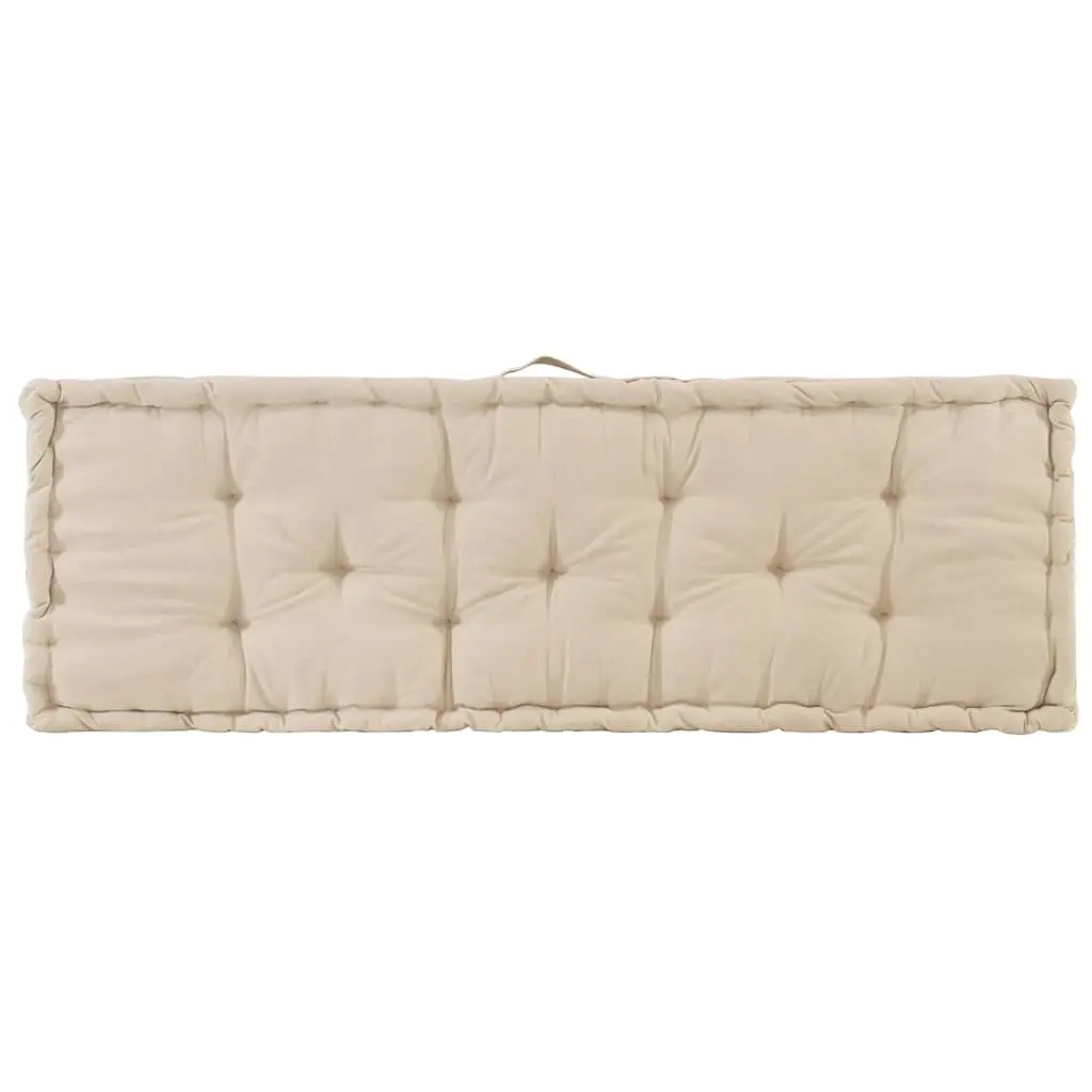 Pallet Floor Cushion Cotton 120x40x7 cm Beige Outdoor Indoor Sofa Seat Pad