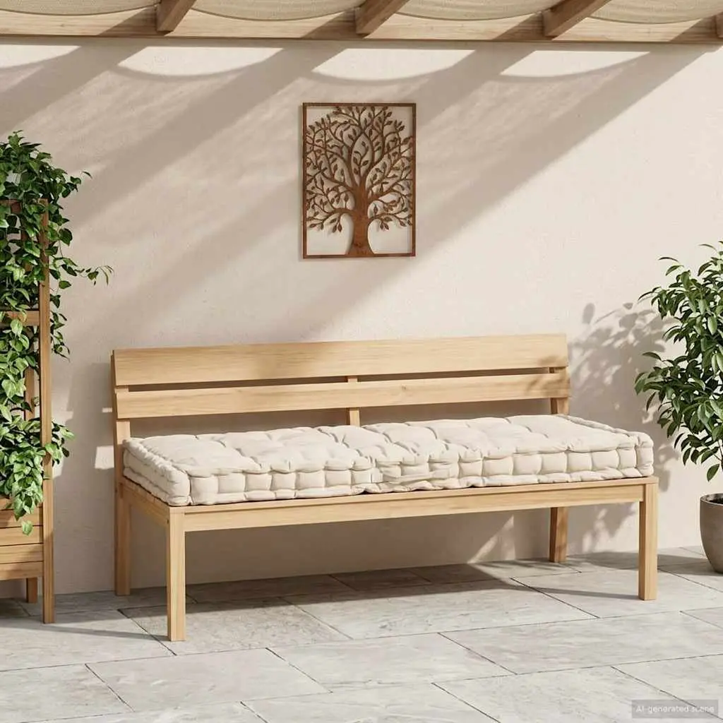 Pallet Floor Cushion Beige Cotton Outdoor Garden Bench Seat Pad 120x80x10cm