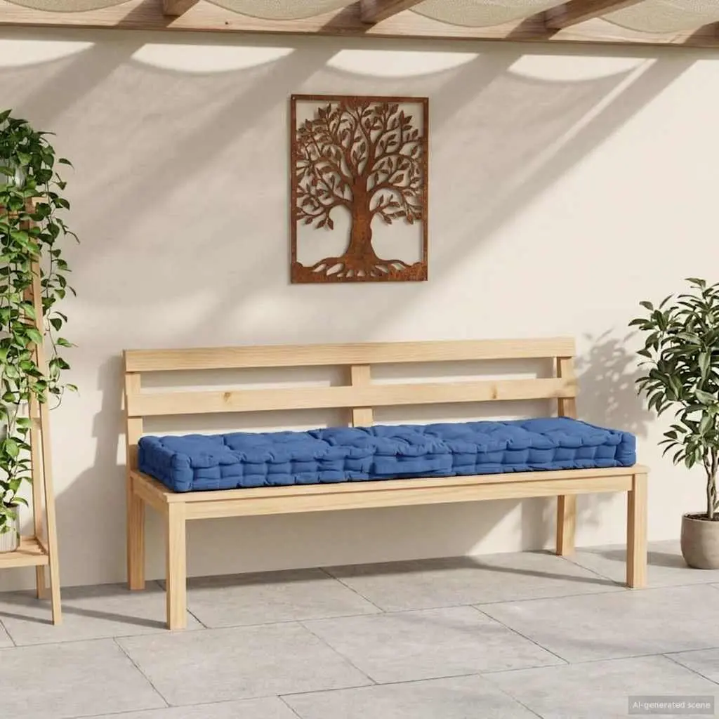 Floor Cushion Soft Cotton Light Blue 120x40x7cm Outdoor Indoor Garden Bench Pad