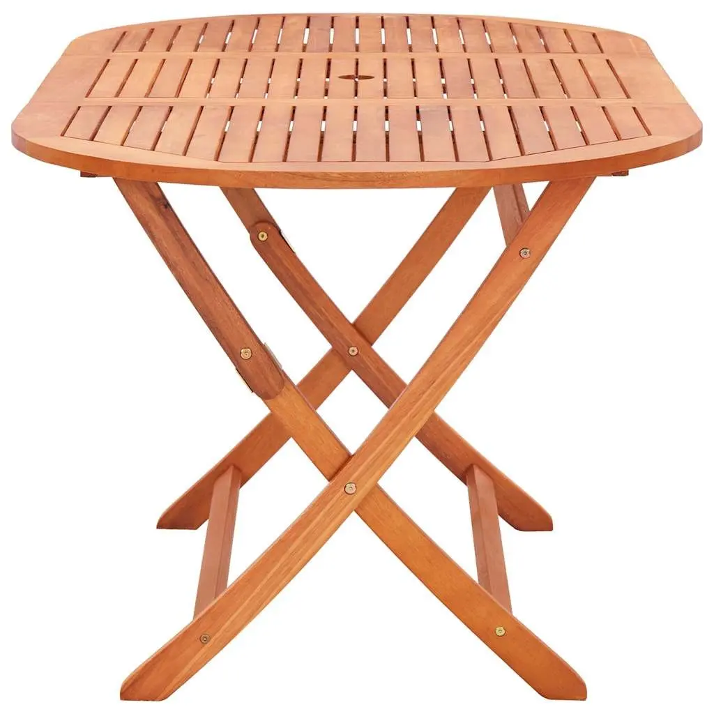 Folding Outdoor Dining Table 160x85x74cm Solid Eucalyptus Wood Garden Furniture