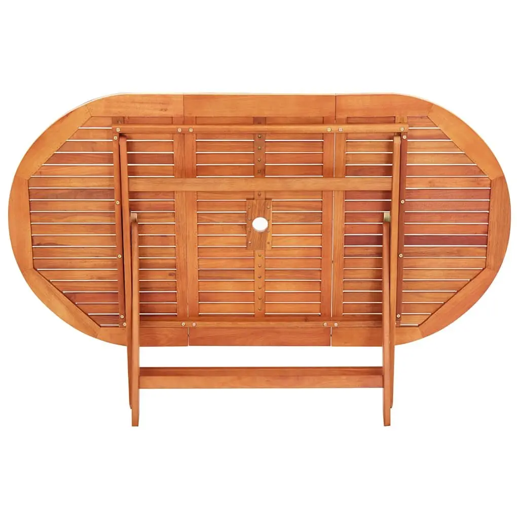 Folding Outdoor Dining Table 160x85x74cm Solid Eucalyptus Wood Garden Furniture