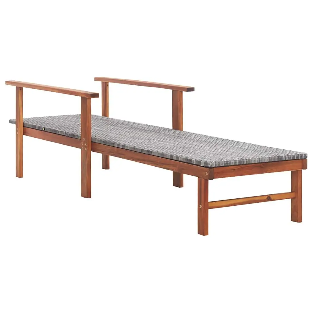 Sun Lounger Grey Outdoor Garden Patio Reclining Chair Relaxation Furniture