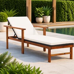 Functional Sun Lounger with Cushion for Patio Use