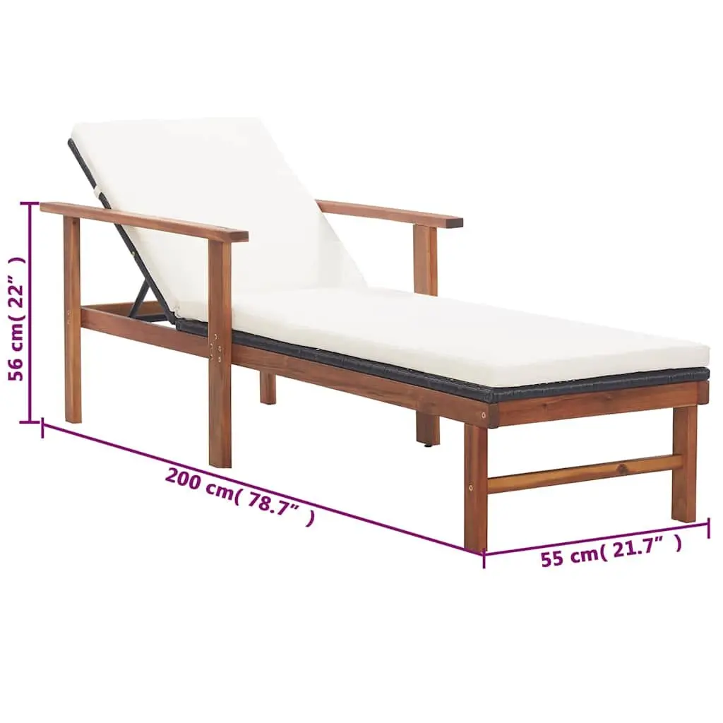 Sun Lounger with Cushion for Patio Use